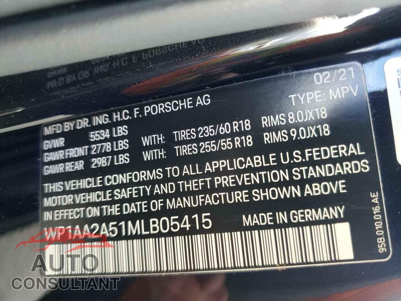 PORSCHE MACAN 2021 - WP1AA2A51MLB05415