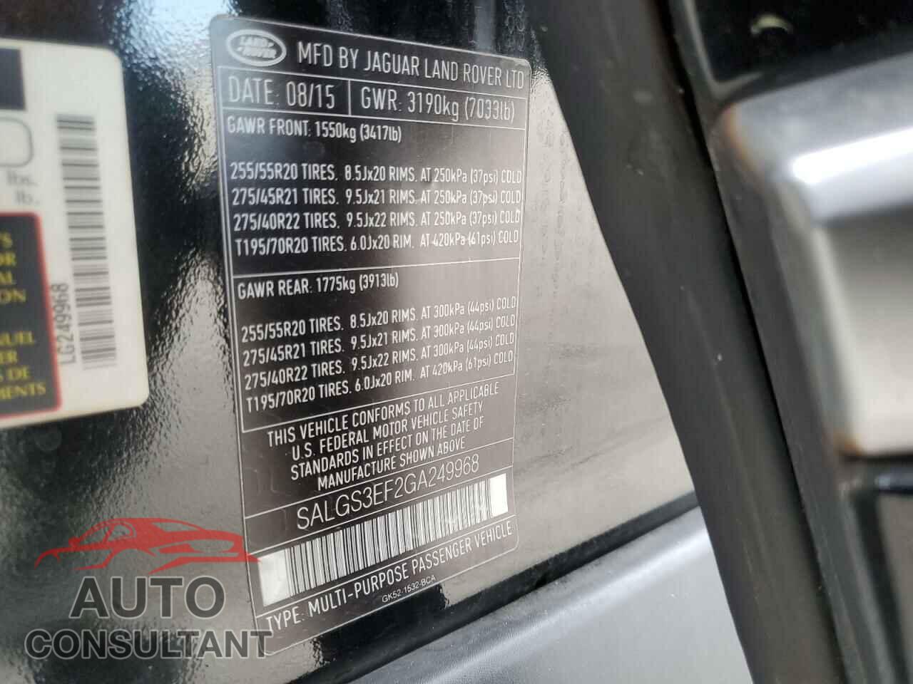 LAND ROVER RANGEROVER 2016 - SALGS3EF2GA249968