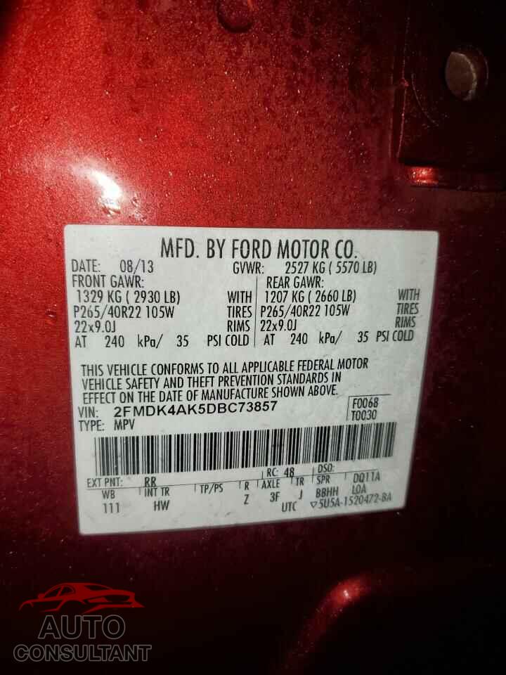 FORD EDGE 2013 - 2FMDK4AK5DBC73857