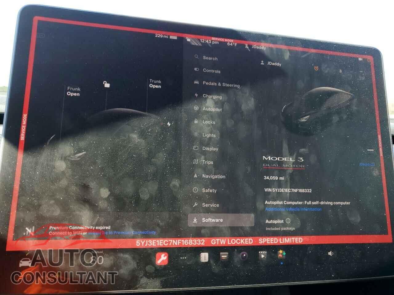 TESLA MODEL 3 2022 - 5YJ3E1EC7NF168332