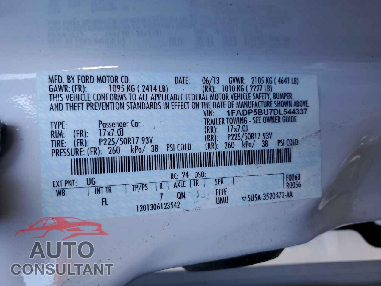FORD CMAX 2013 - 1FADP5BU7DL544337