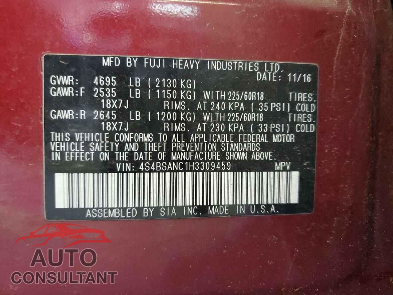 SUBARU OUTBACK 2017 - 4S4BSANC1H3309459