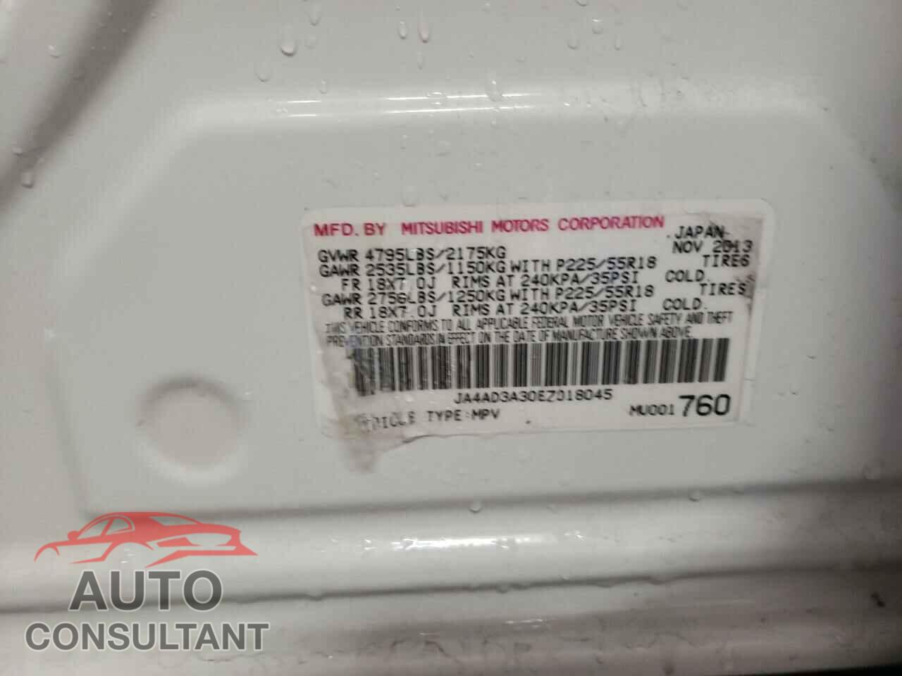 MITSUBISHI OUTLANDER 2014 - JA4AD3A30EZ018045