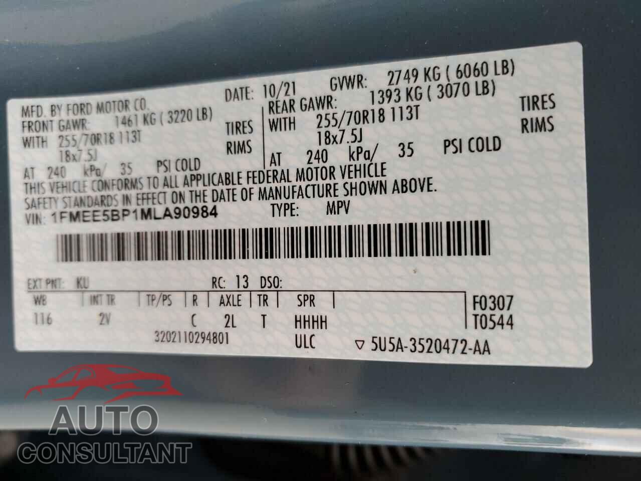 FORD BRONCO 2021 - 1FMEE5BP1MLA90984
