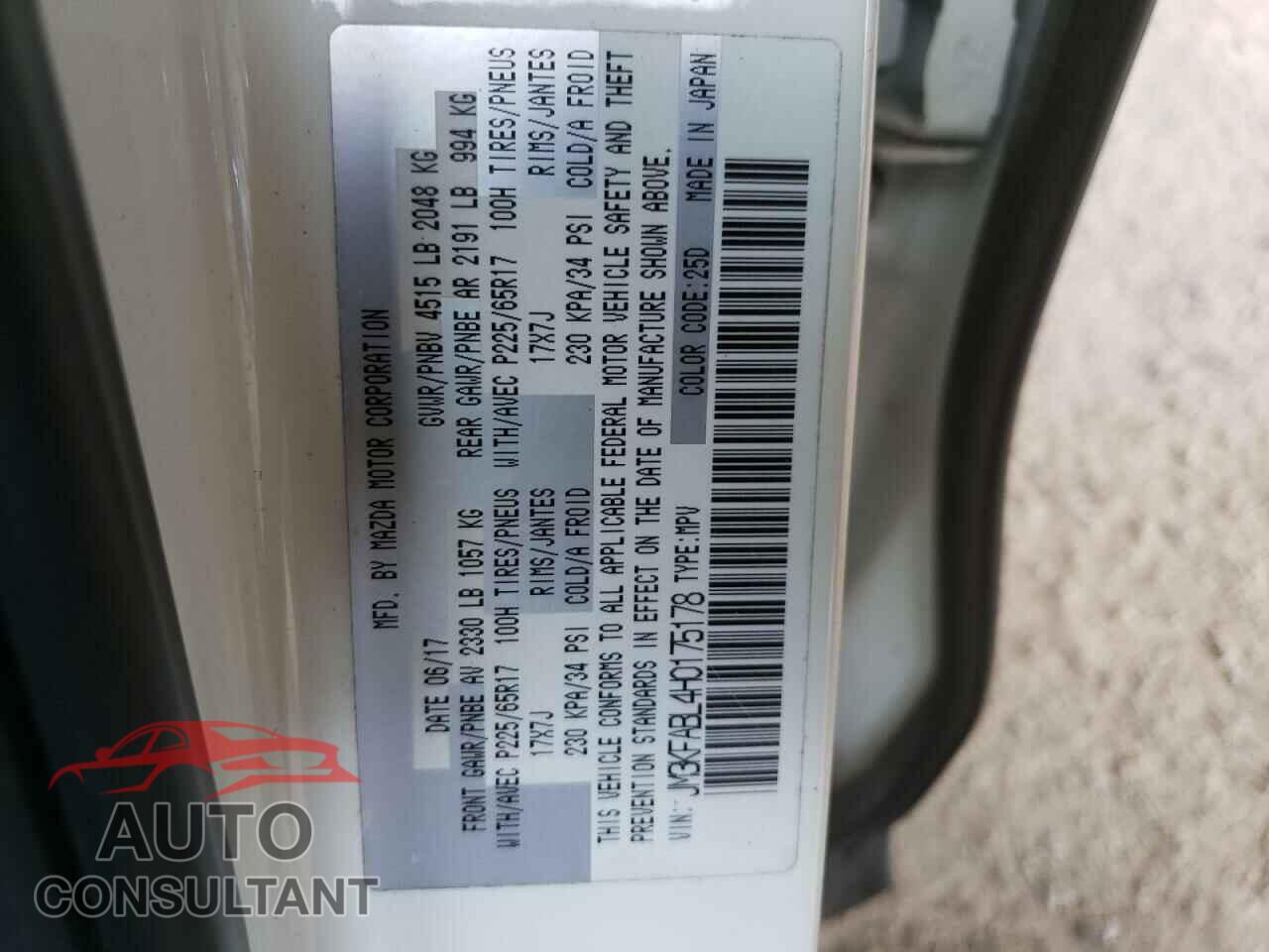 MAZDA CX-5 2017 - JM3KFABL4H0175178