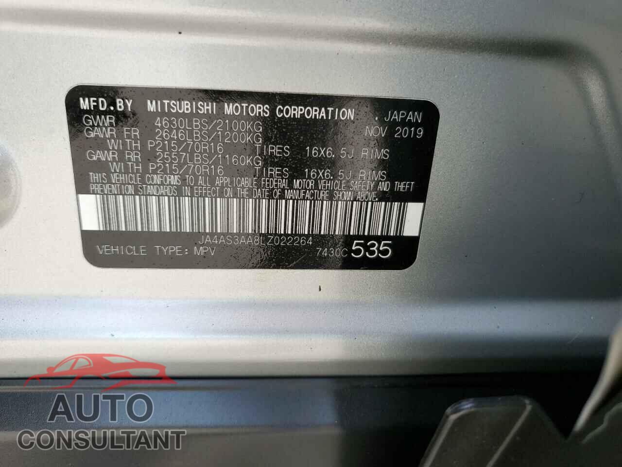 MITSUBISHI ECLIPSE 2020 - JA4AS3AA8LZ022264