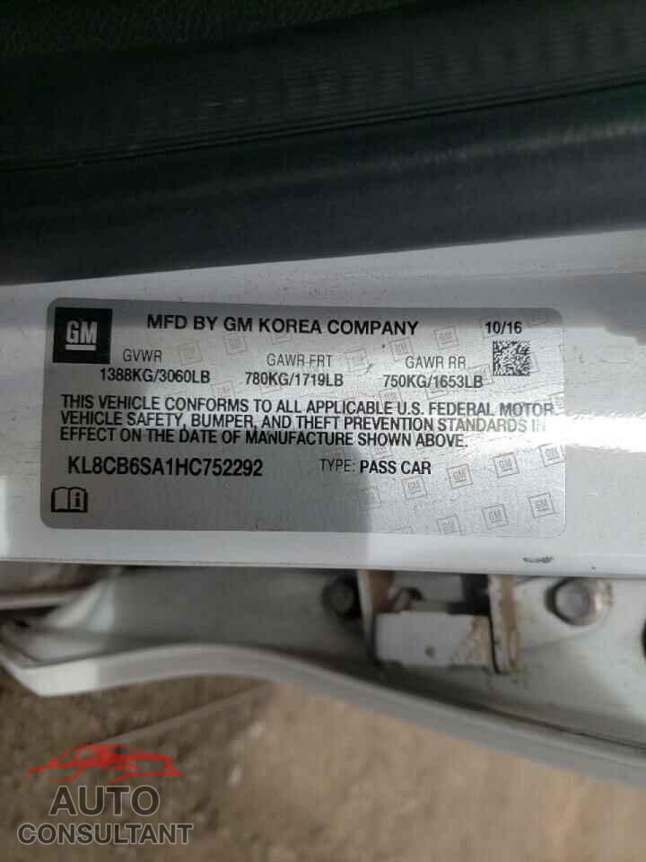 CHEVROLET SPARK 2017 - KL8CB6SA1HC752292