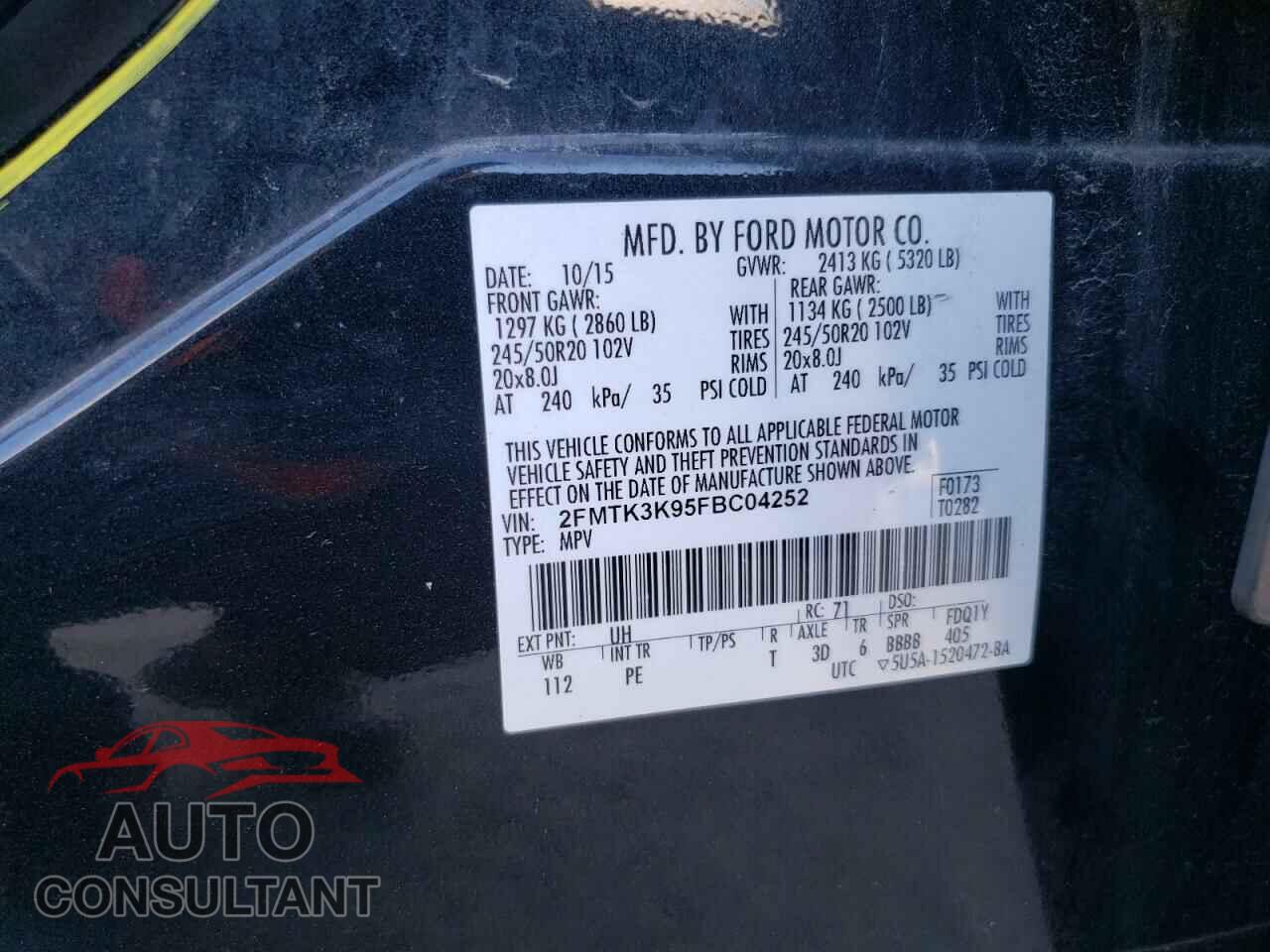 FORD EDGE 2015 - 2FMTK3K95FBC04252