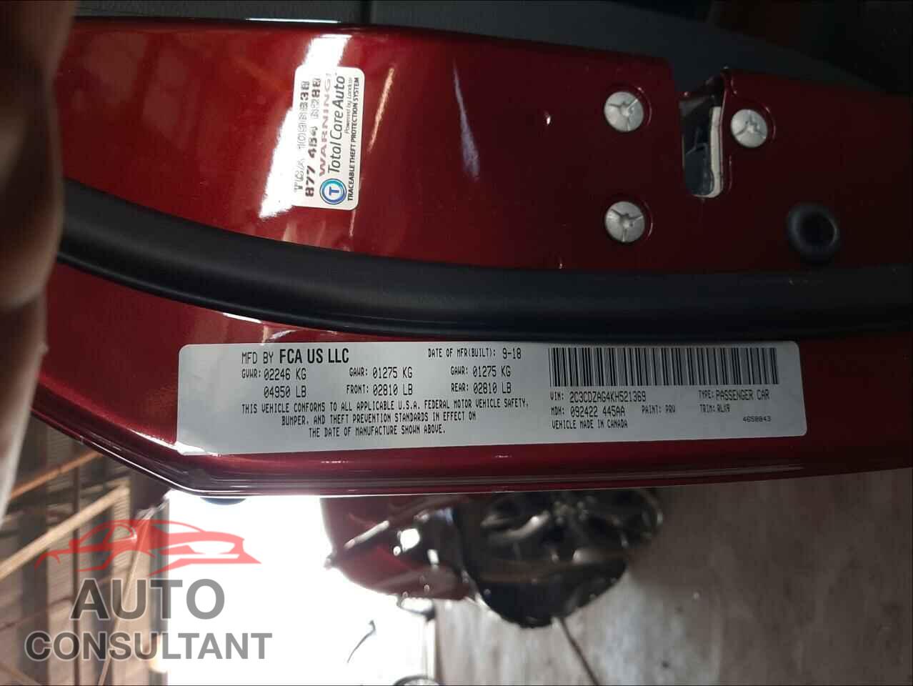 DODGE CHALLENGER 2019 - 2C3CDZAG4KH521369