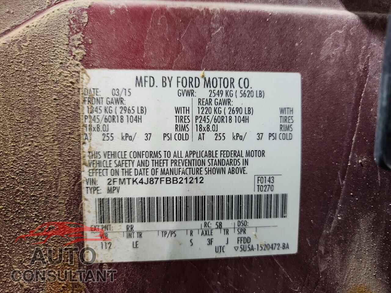 FORD EDGE 2015 - 2FMTK4J87FBB21212