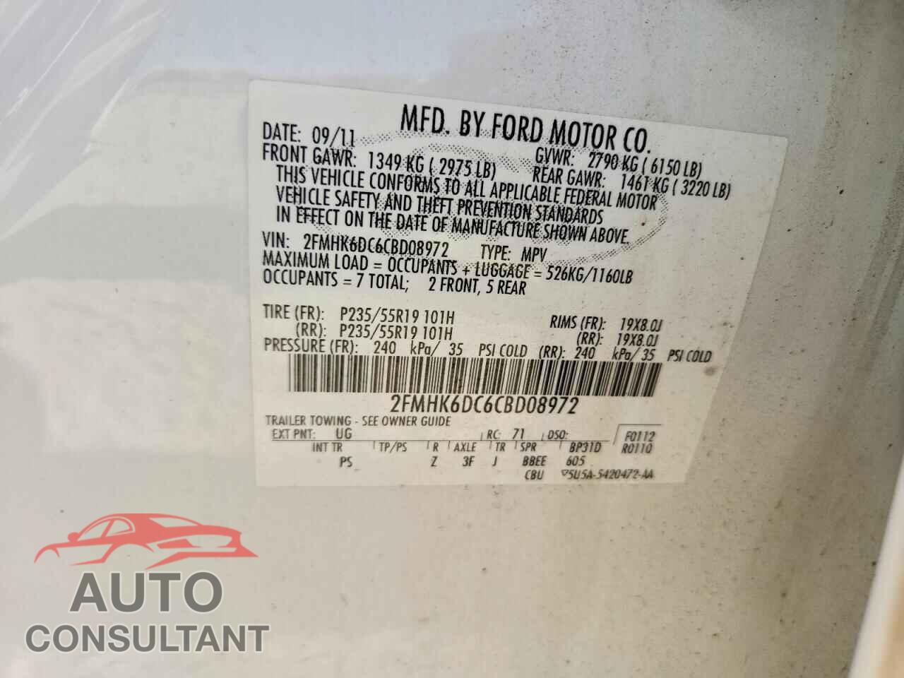 FORD FLEX 2012 - 2FMHK6DC6CBD08972