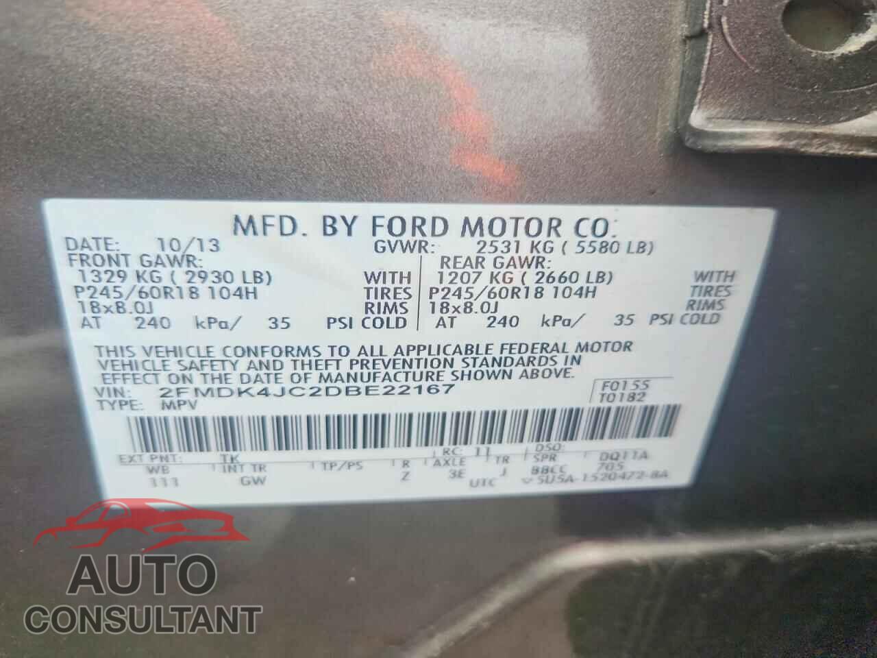 FORD EDGE 2013 - 2FMDK4JC2DBE22167