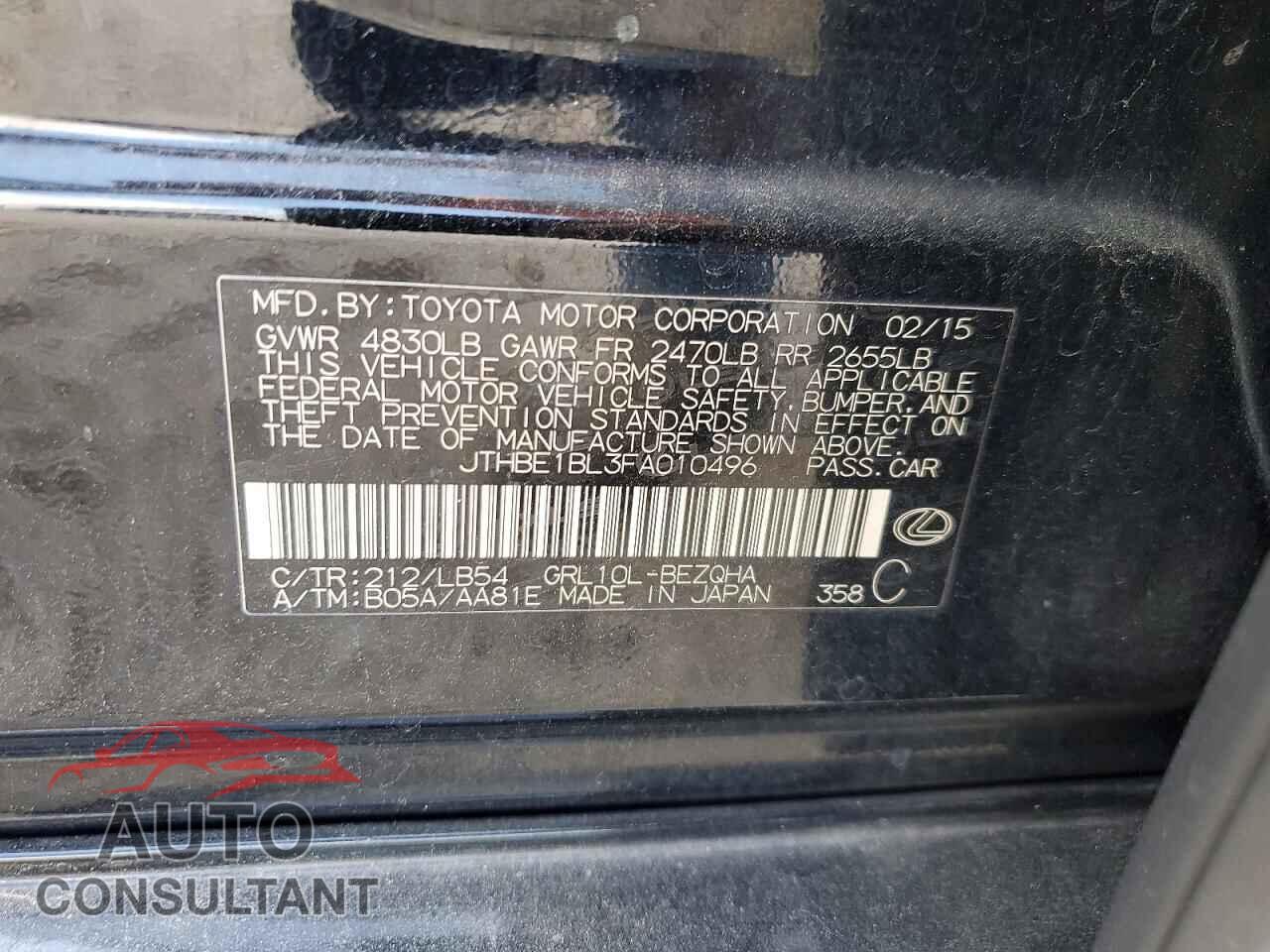 LEXUS GS 2015 - JTHBE1BL3FA010496