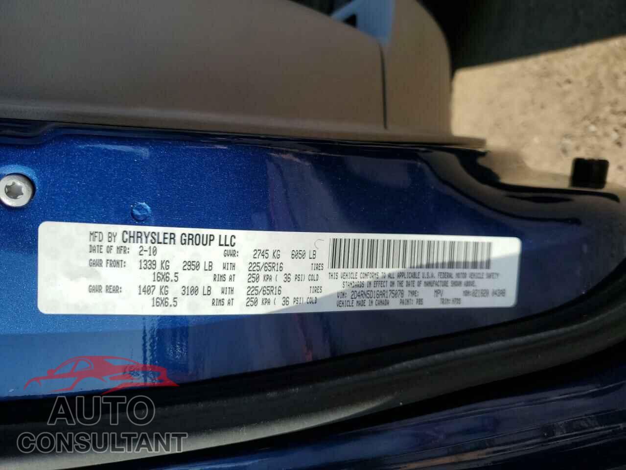 DODGE CARAVAN 2010 - 2D4RN5D16AR175078