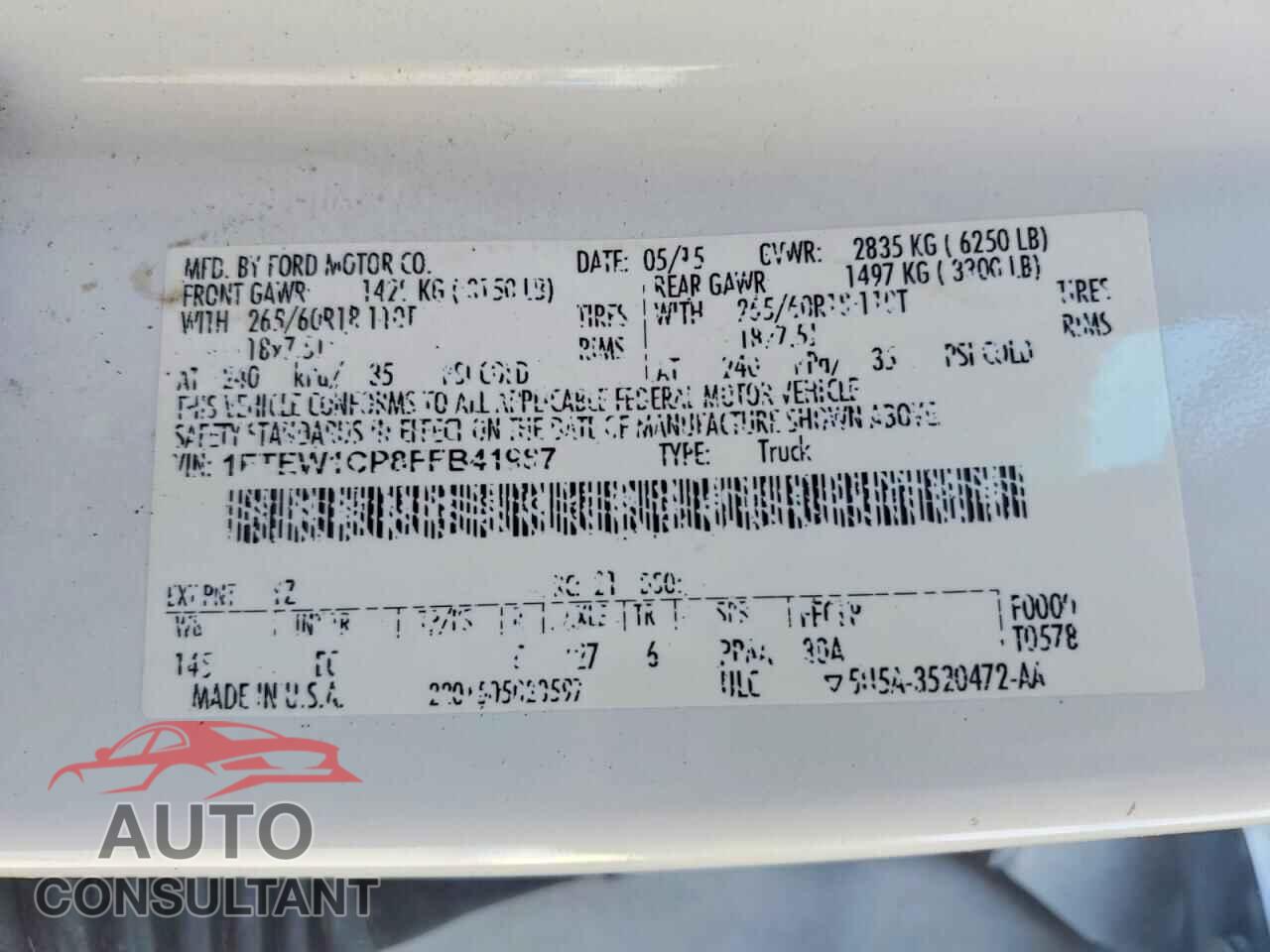 FORD F150 2015 - 1FTEW1CP8FFB41987