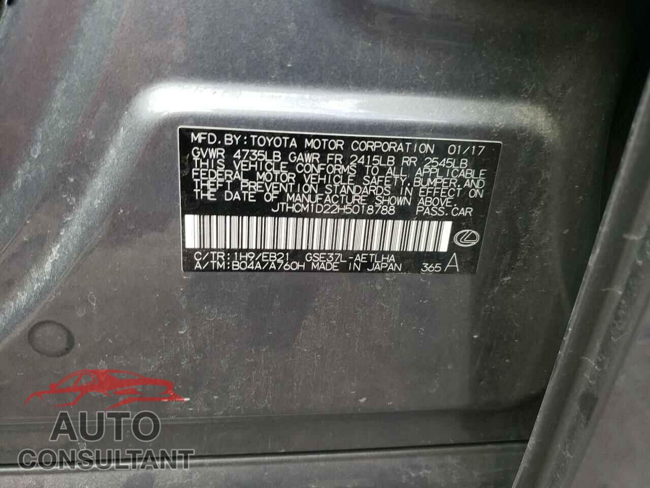 LEXUS IS 2017 - JTHCM1D22H5018788