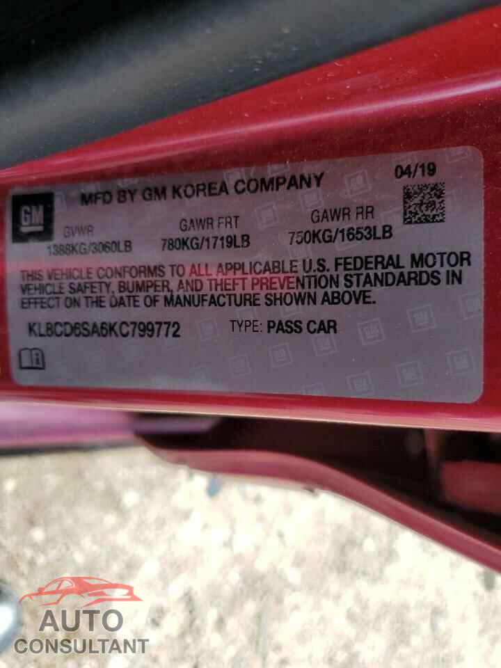 CHEVROLET SPARK 2019 - KL8CD6SA6KC799772