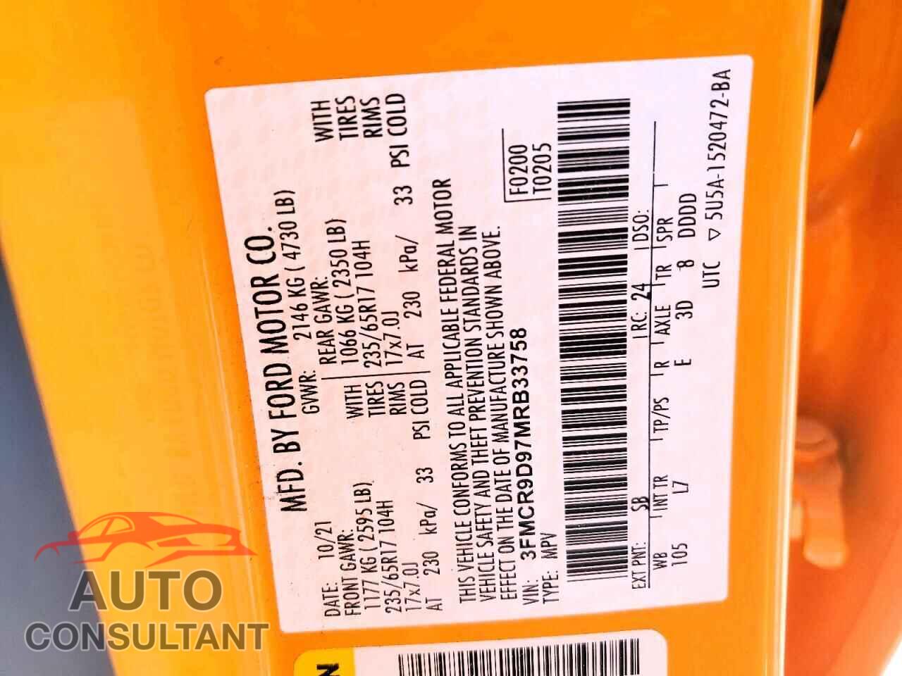 FORD BRONCO 2021 - 3FMCR9D97MRB33758
