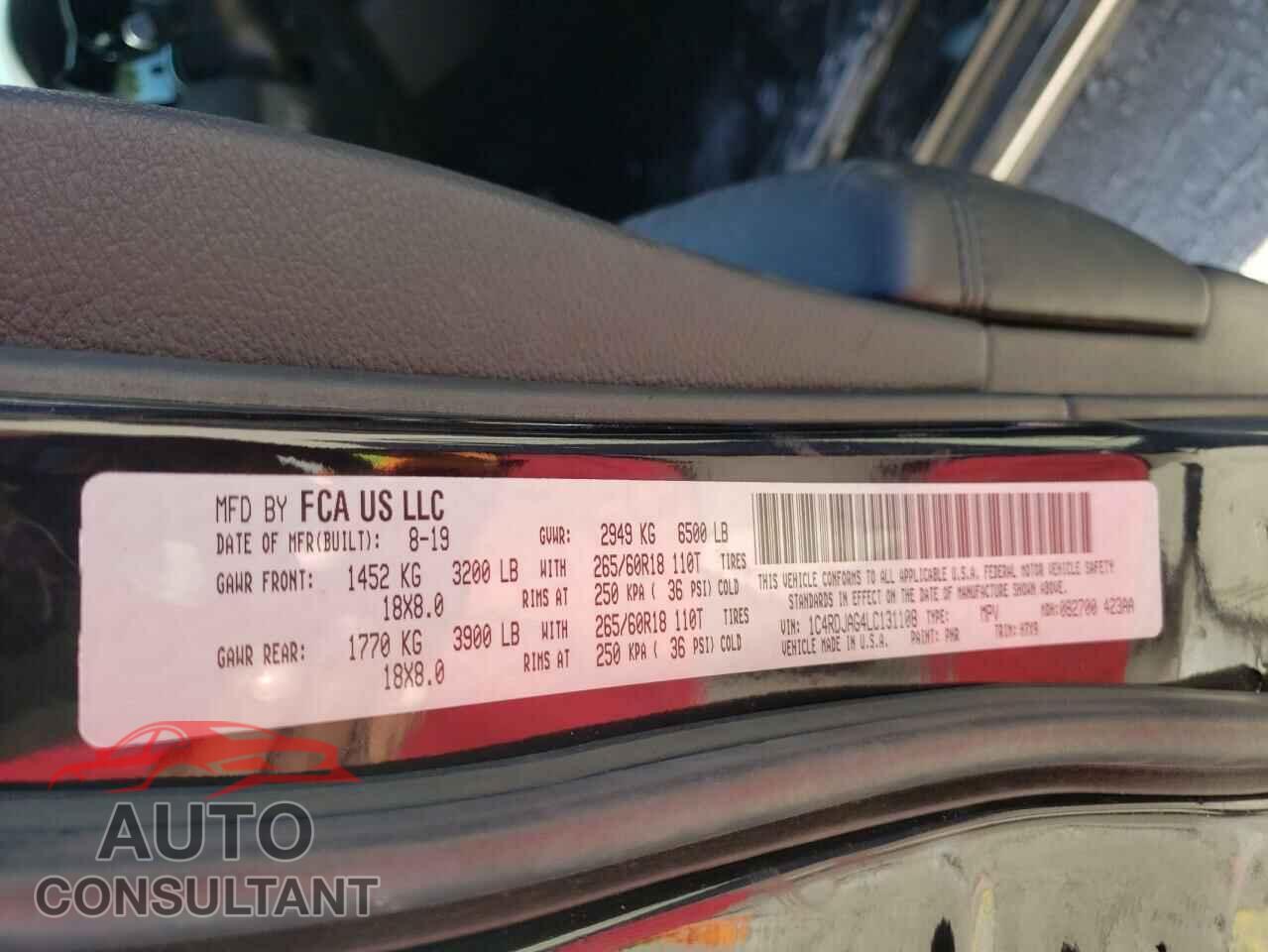 DODGE DURANGO 2020 - 1C4RDJAG4LC131108