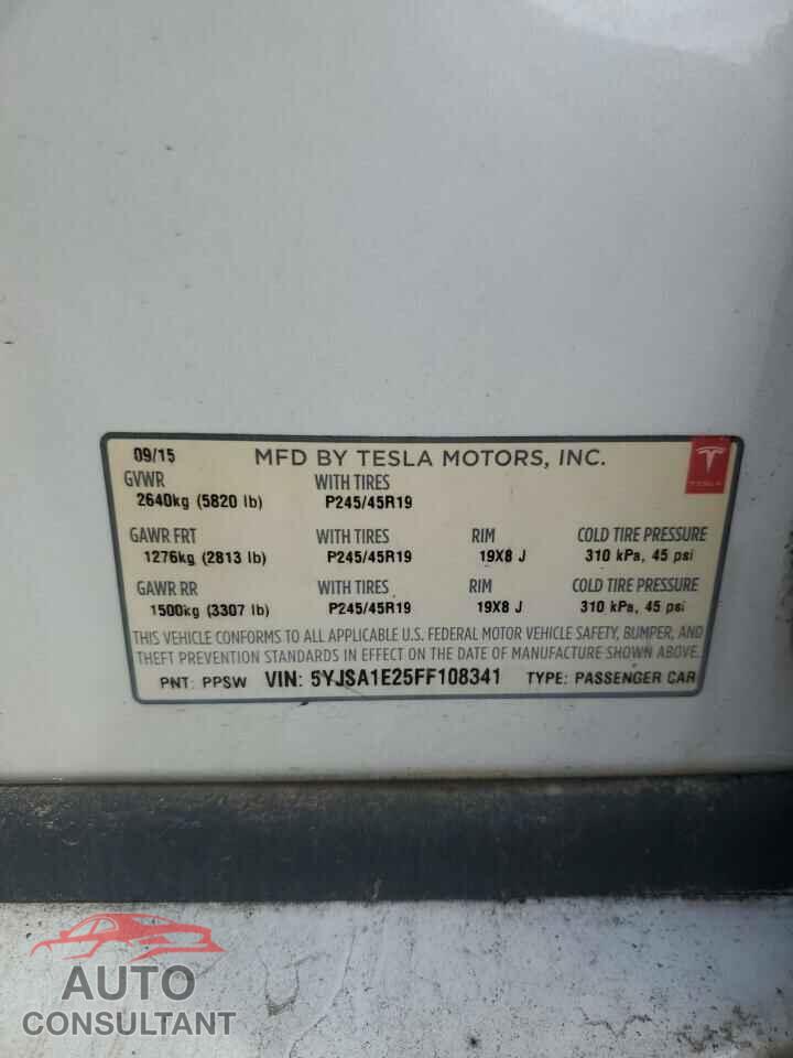 TESLA MODEL S 2015 - 5YJSA1E25FF108341