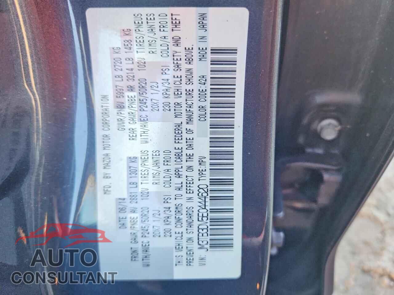 MAZDA CX-9 2014 - JM3TB3DV5E0444620