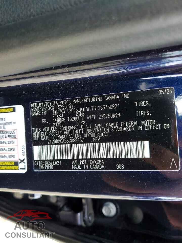 LEXUS UNKNOWN 2025 - 2T2BBMCA5SC089857