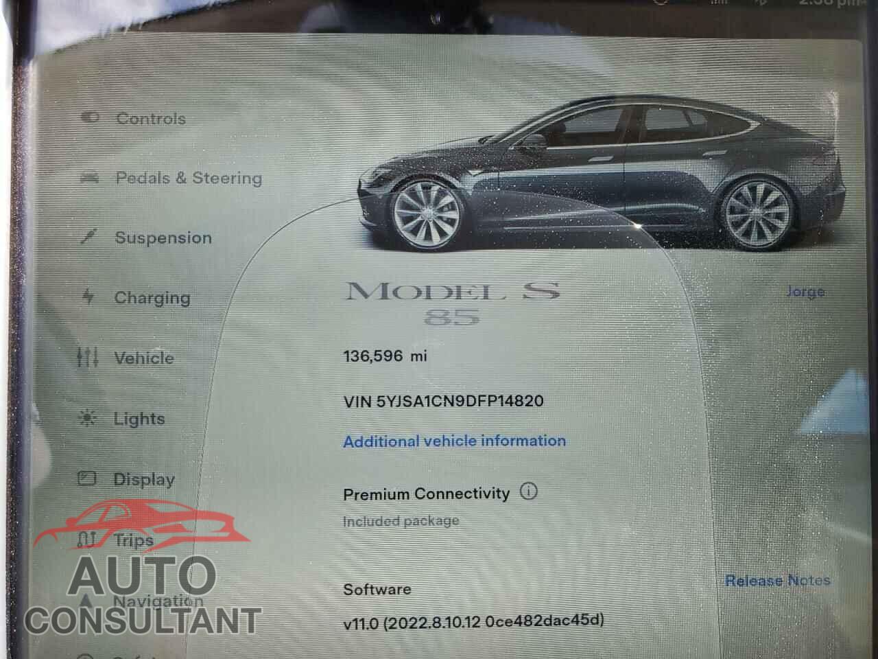 TESLA MODEL S 2013 - 5YJSA1CN9DFP14820