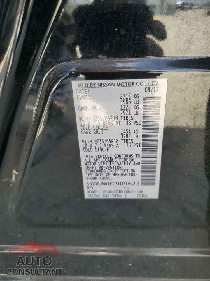 NISSAN PATHFINDER 2017 - 5N1DR2MN1HC909623