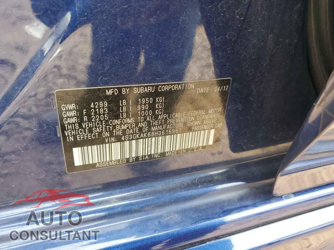 SUBARU IMPREZA 2017 - 4S3GKAK68H3616961