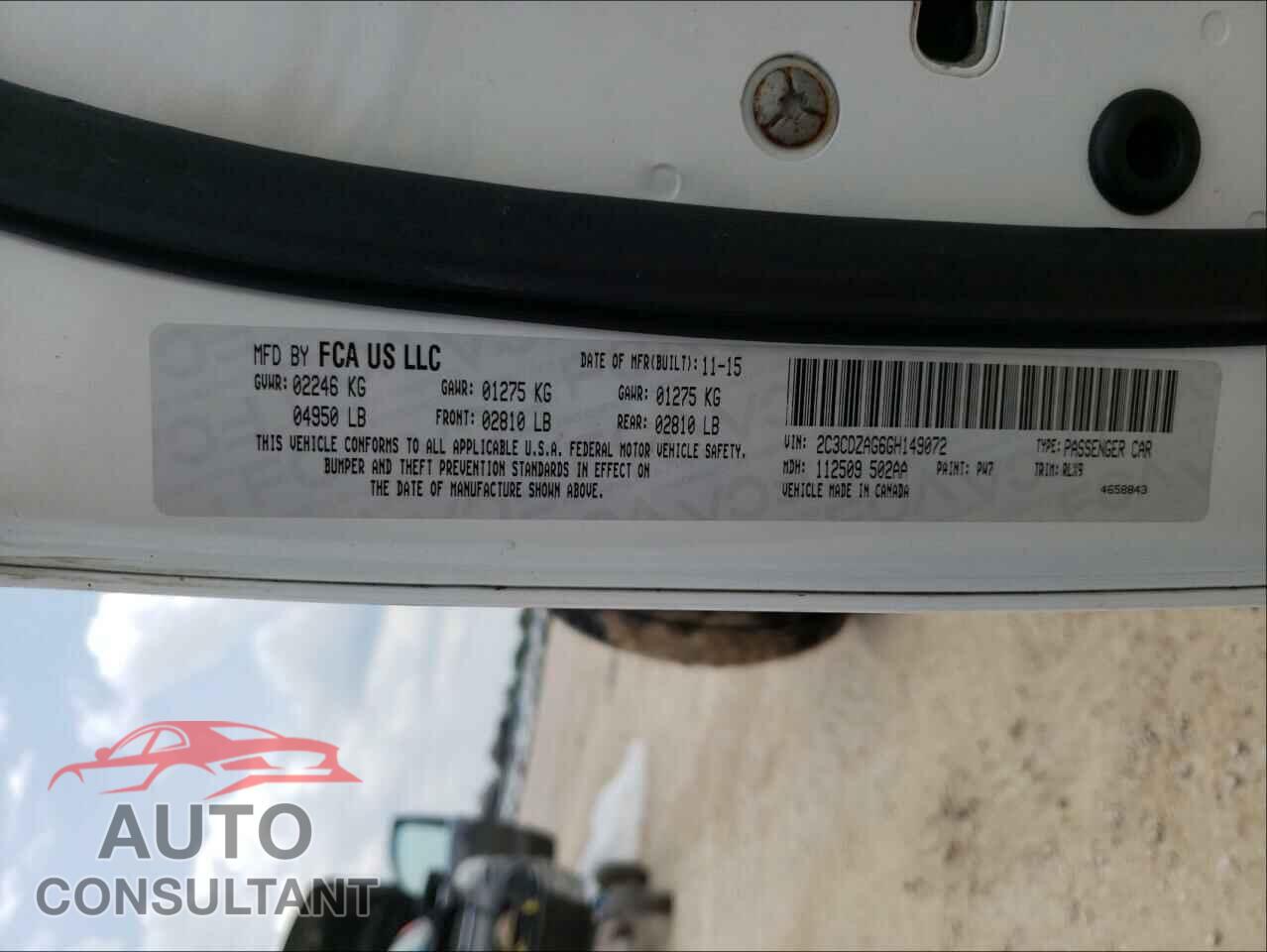 DODGE CHALLENGER 2016 - 2C3CDZAG6GH149072