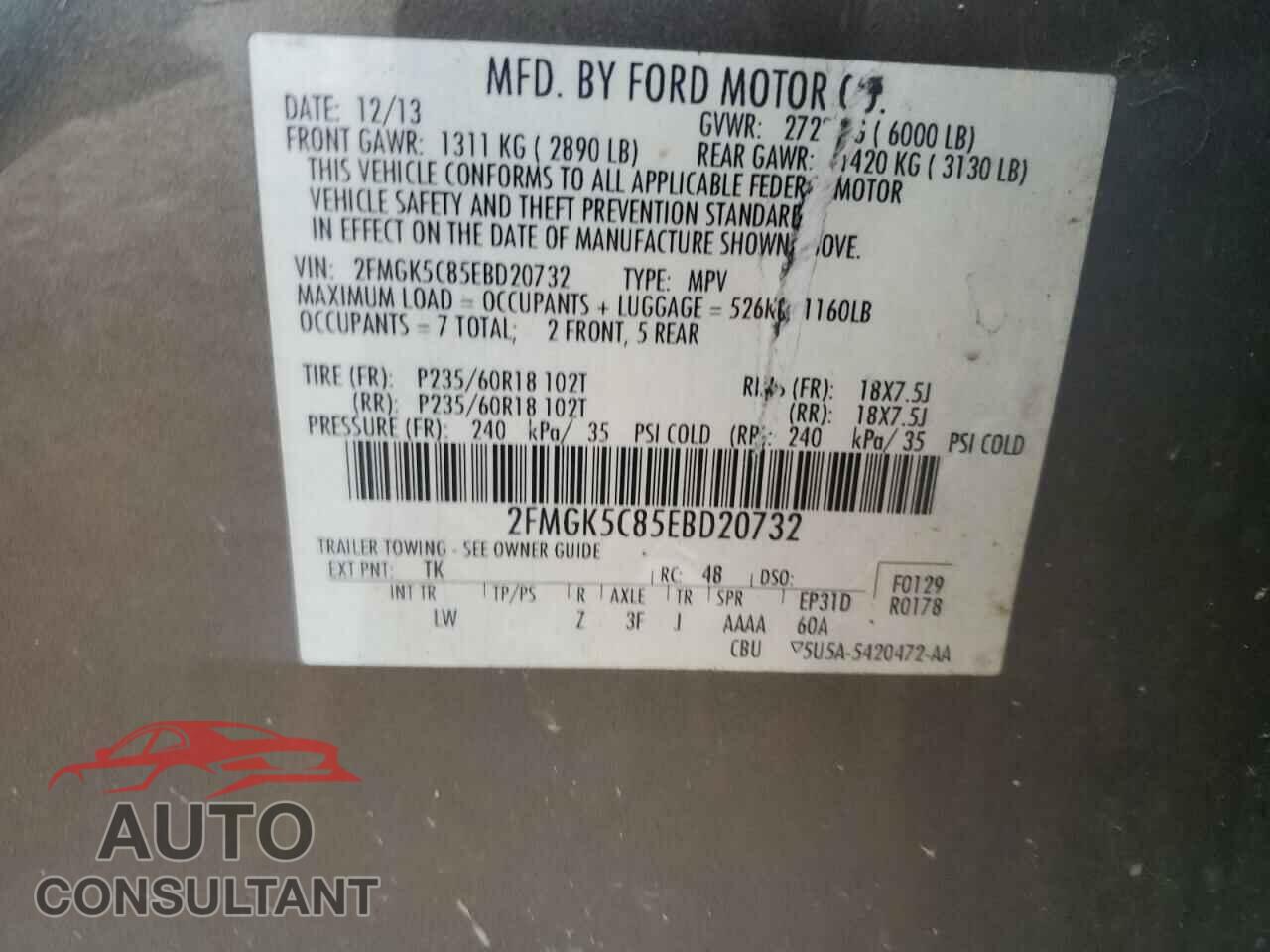 FORD FLEX 2014 - 2FMGK5C85EBD20732