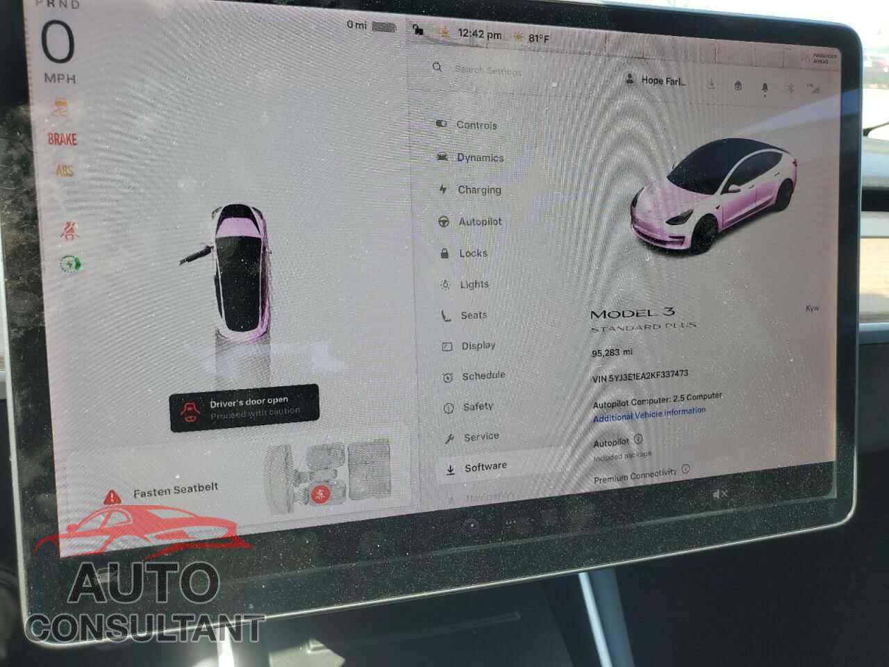 TESLA MODEL 3 2019 - 5YJ3E1EA2KF337473