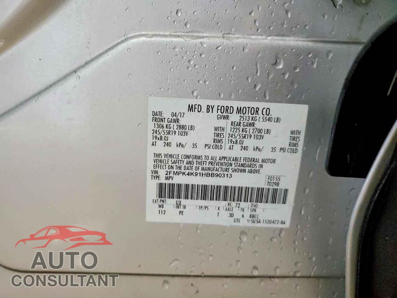 FORD EDGE 2017 - 2FMPK4K91HBB90313