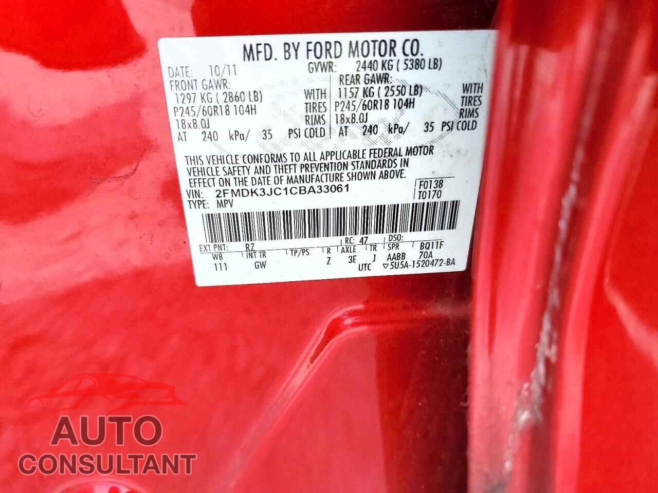 FORD EDGE 2012 - 2FMDK3JC1CBA33061