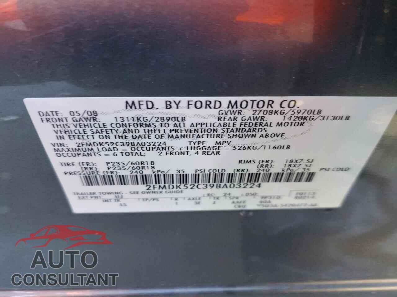 FORD FLEX 2009 - 2FMDK52C39BA03224