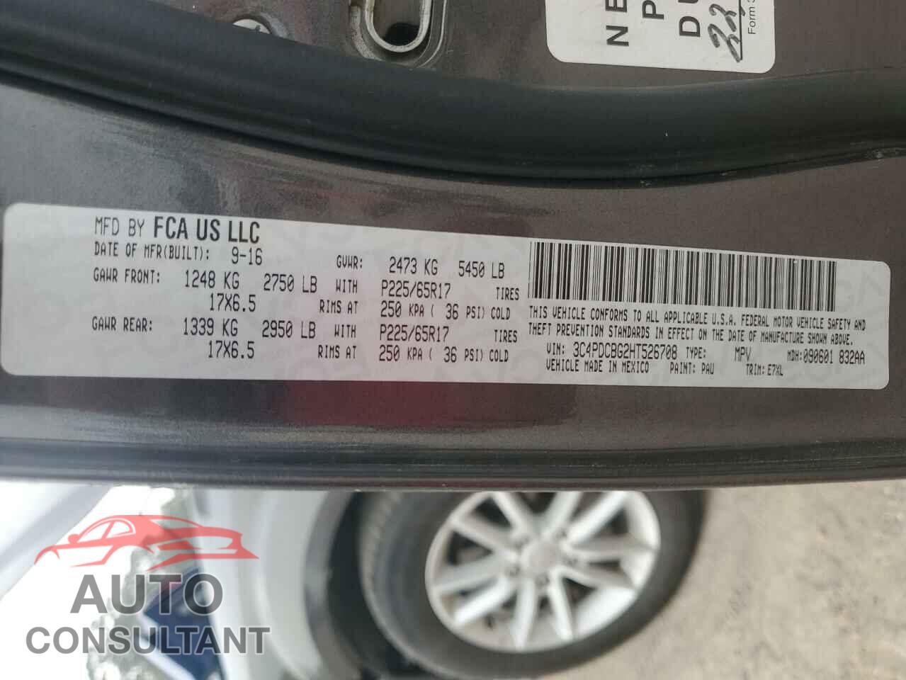 DODGE JOURNEY 2017 - 3C4PDCBG2HT526708