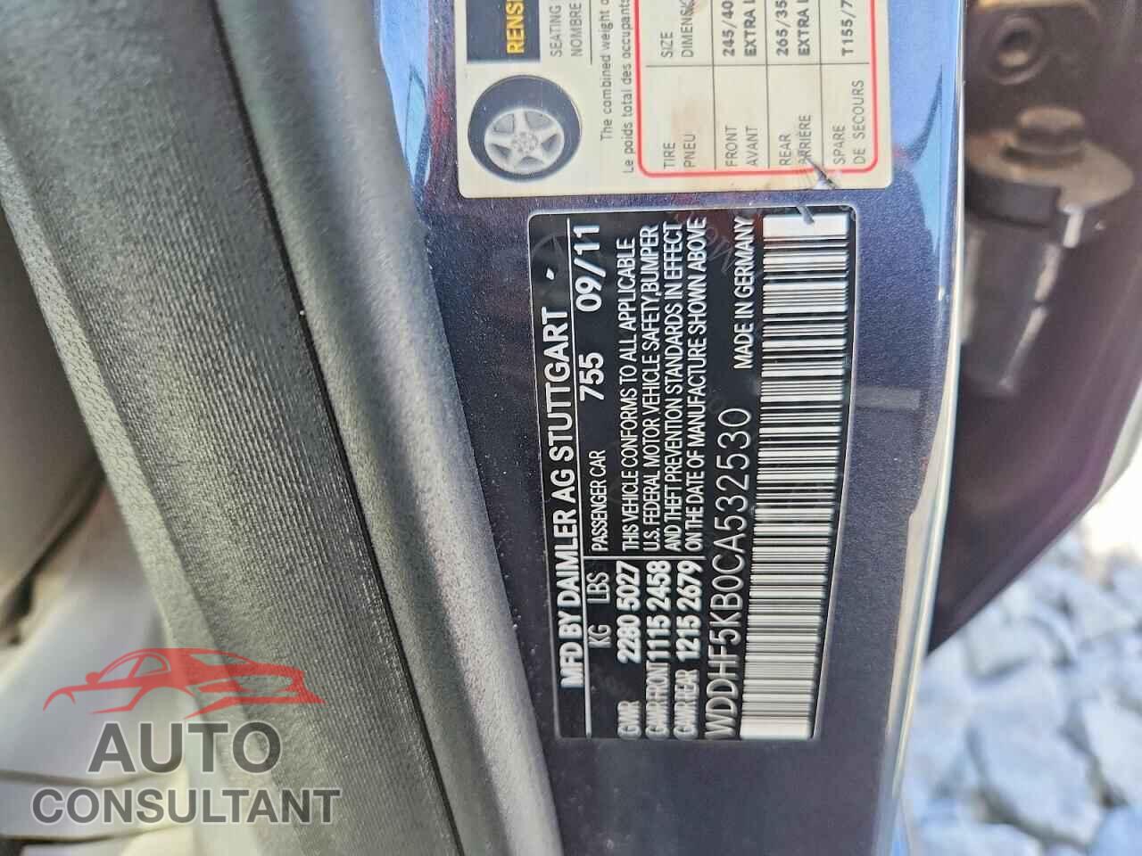 MERCEDES-BENZ E-CLASS 2012 - WDDHF5KB0CA532530