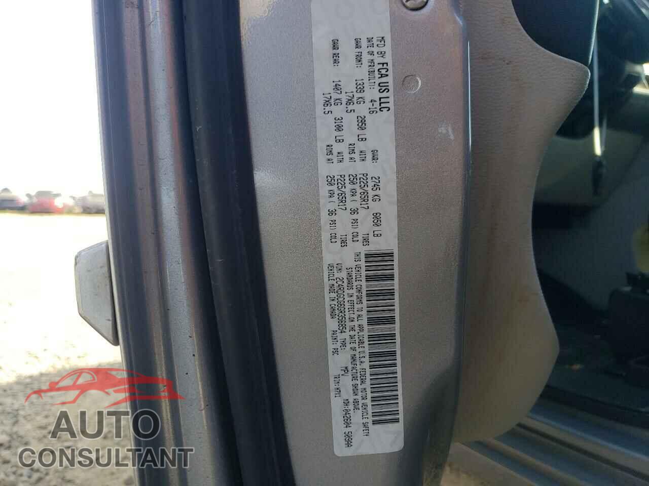 DODGE CARAVAN 2016 - 2C4RDGCG6GR356854