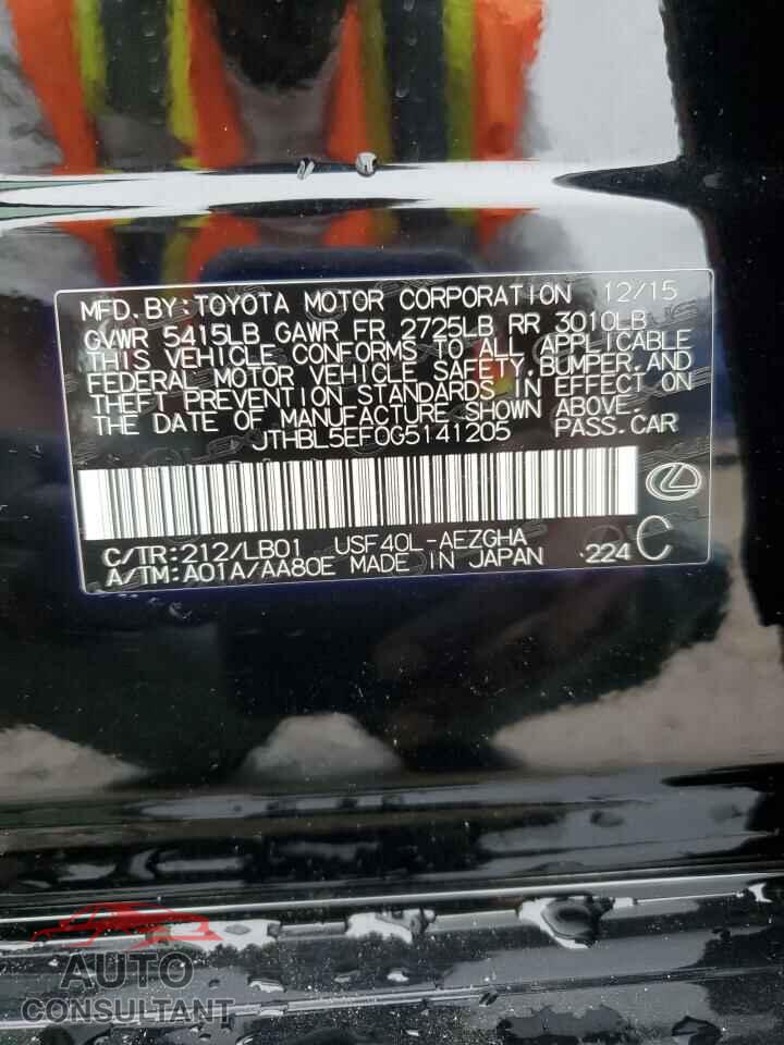 LEXUS LS460 2016 - JTHBL5EF0G5141205