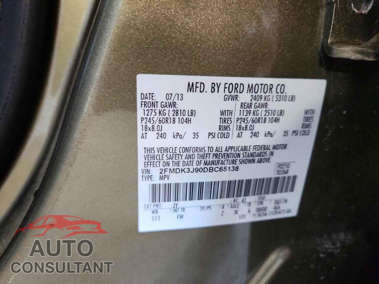 FORD EDGE 2013 - 2FMDK3J90DBC65138
