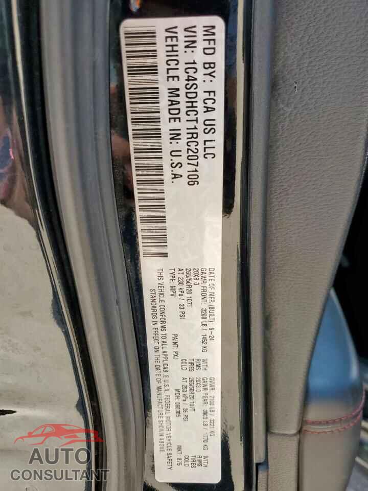 DODGE DURANGO 2024 - 1C4SDHCT1RC207106
