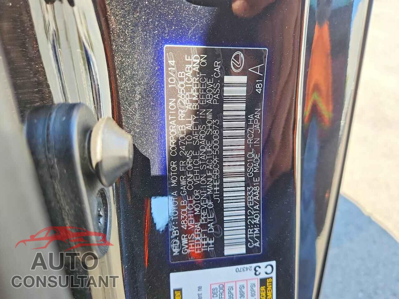 LEXUS RX350 2015 - JTHHE5BC9F5000873