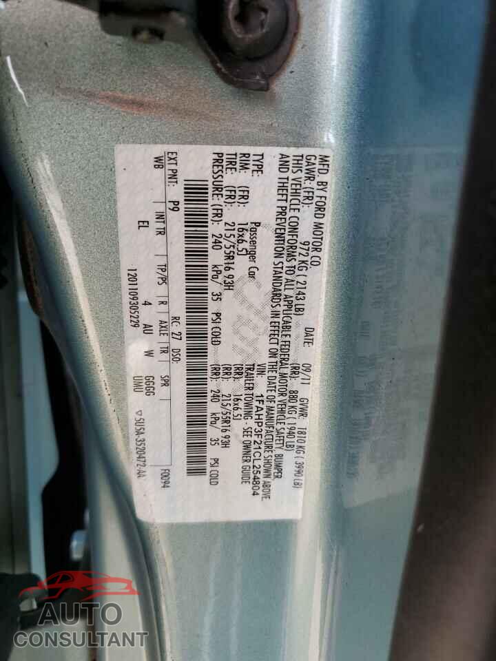 FORD FOCUS 2012 - 1FAHP3F21CL254804