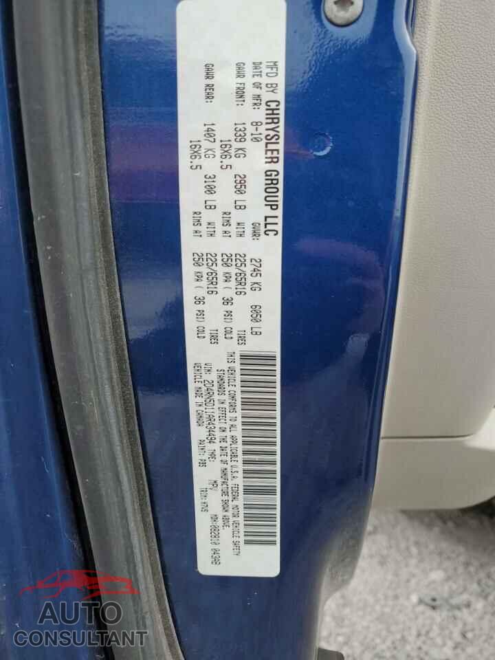 DODGE CARAVAN 2010 - 2D4RN5D11AR434494