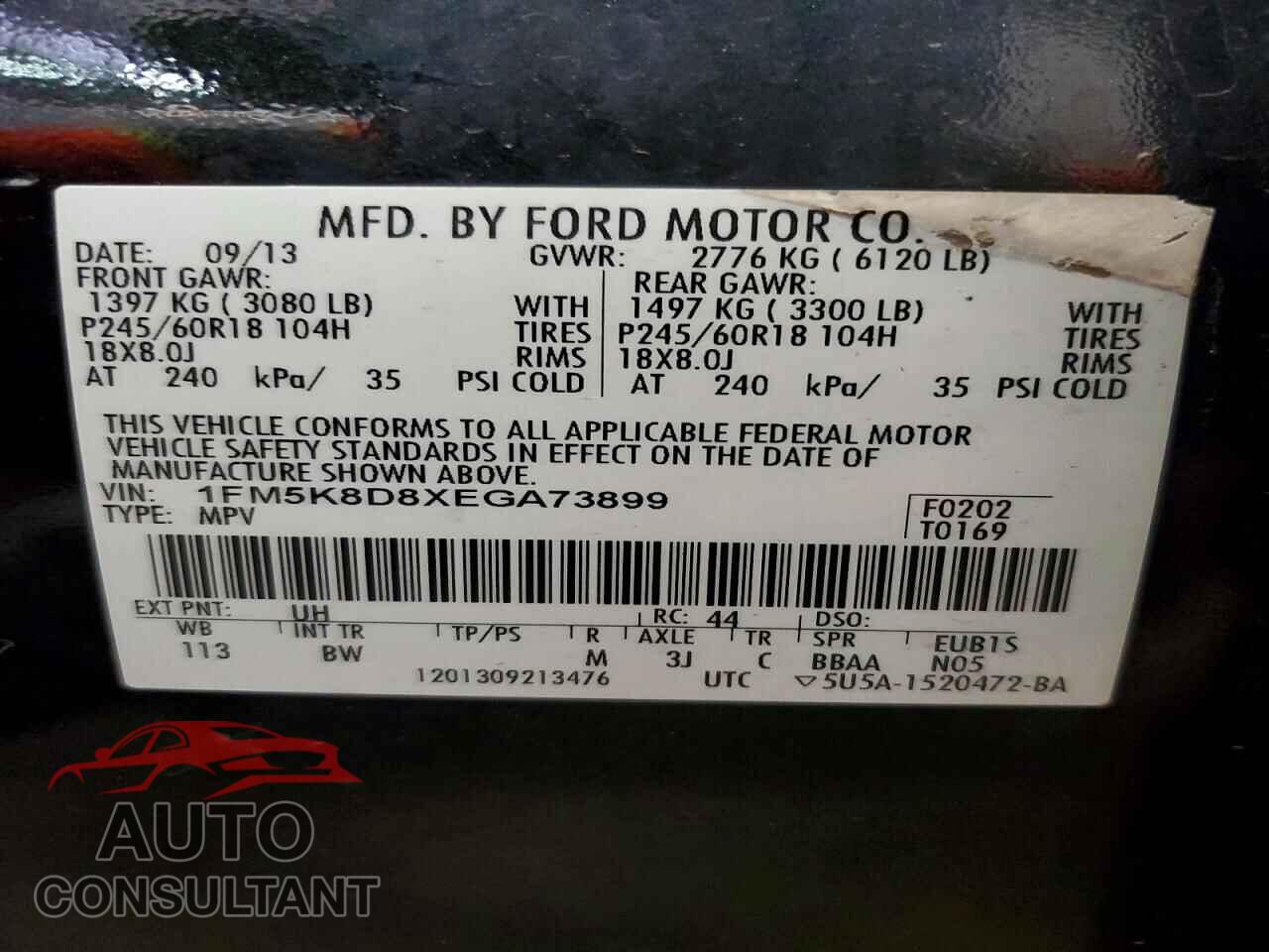 FORD EXPLORER 2014 - 1FM5K8D8XEGA73899