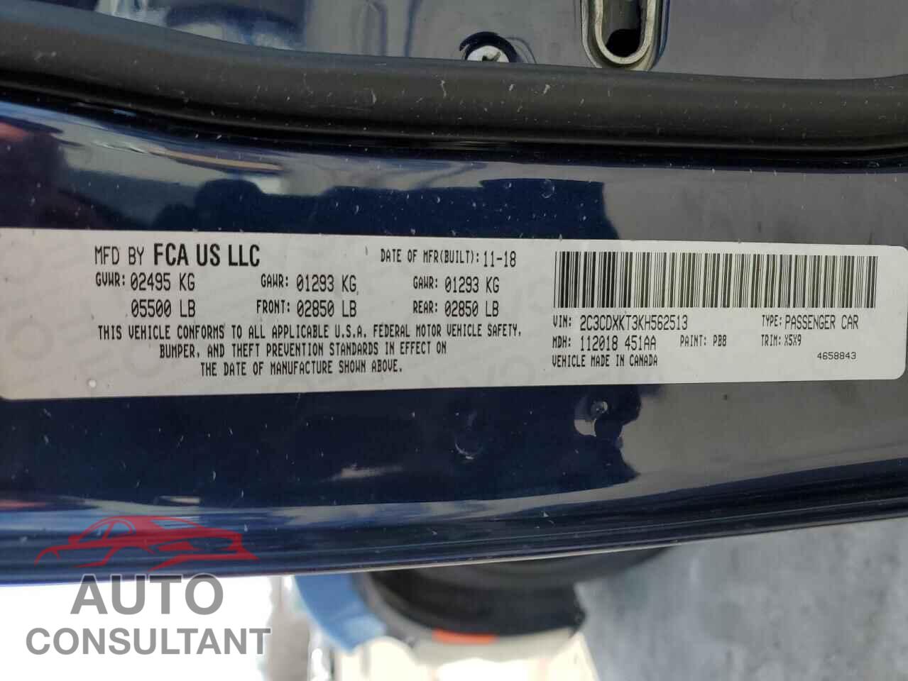 DODGE CHARGER 2019 - 2C3CDXKT3KH562513
