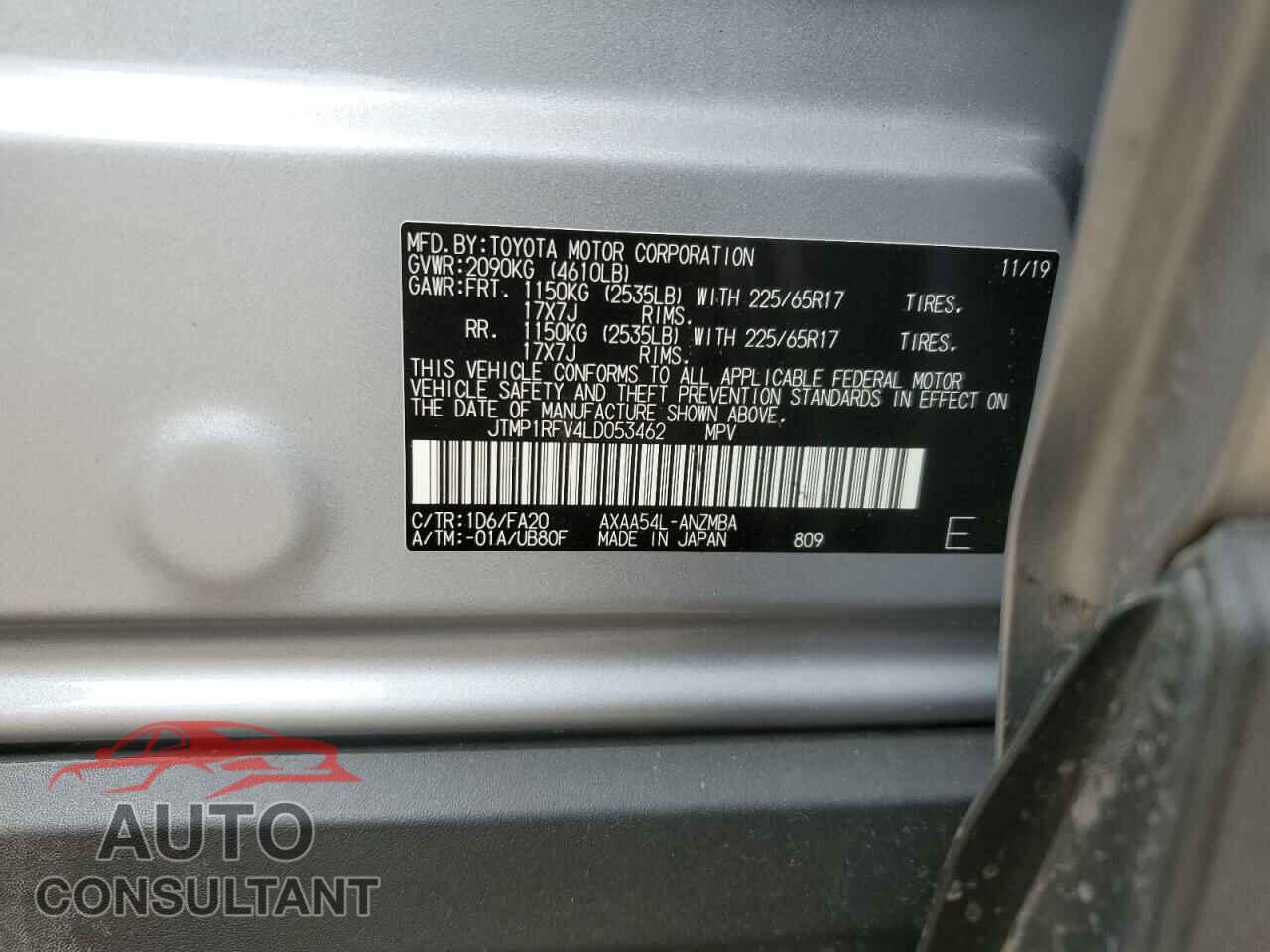 TOYOTA RAV4 2020 - JTMP1RFV4LD053462