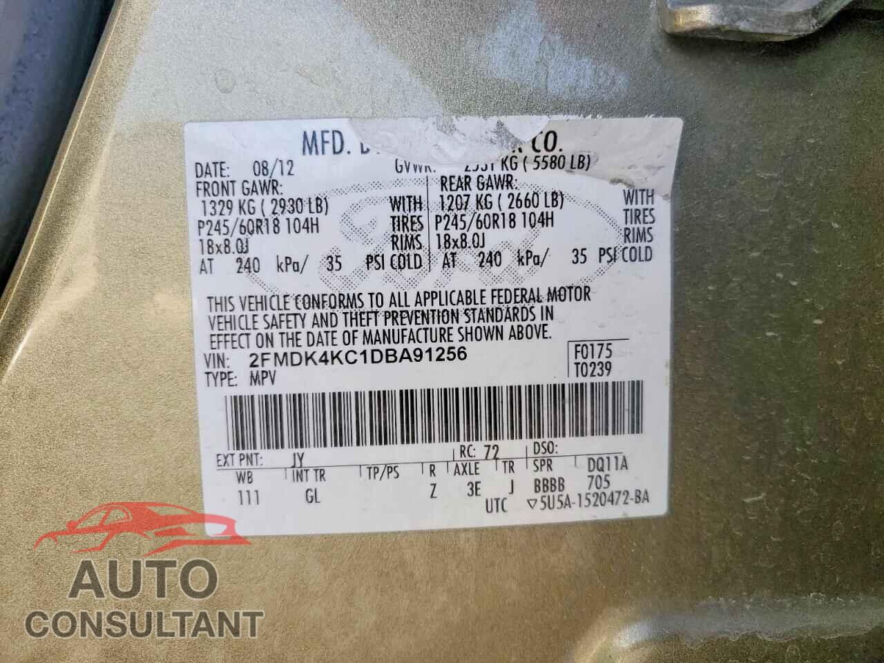 FORD EDGE 2013 - 2FMDK4KC1DBA91256