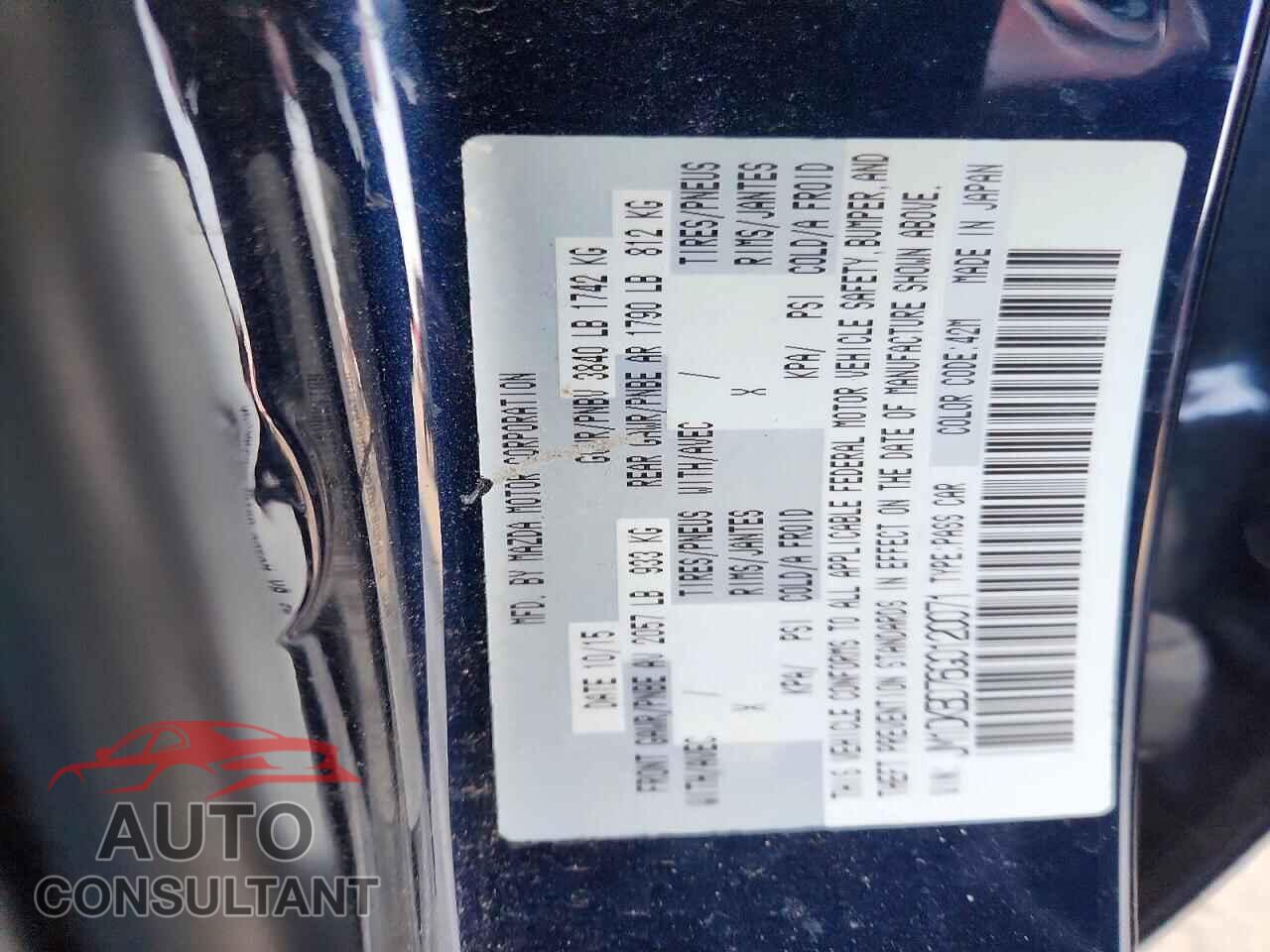 MAZDA CX-3 2016 - JM1DKBD76G0120071