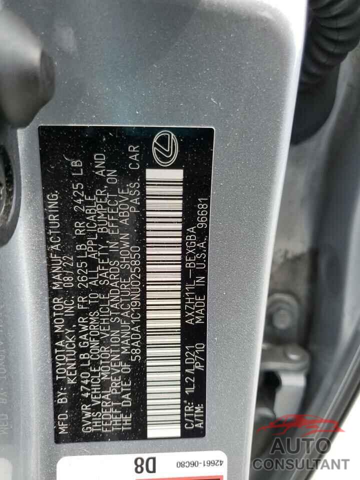LEXUS ES300 2022 - 58ADA1C19NU025850